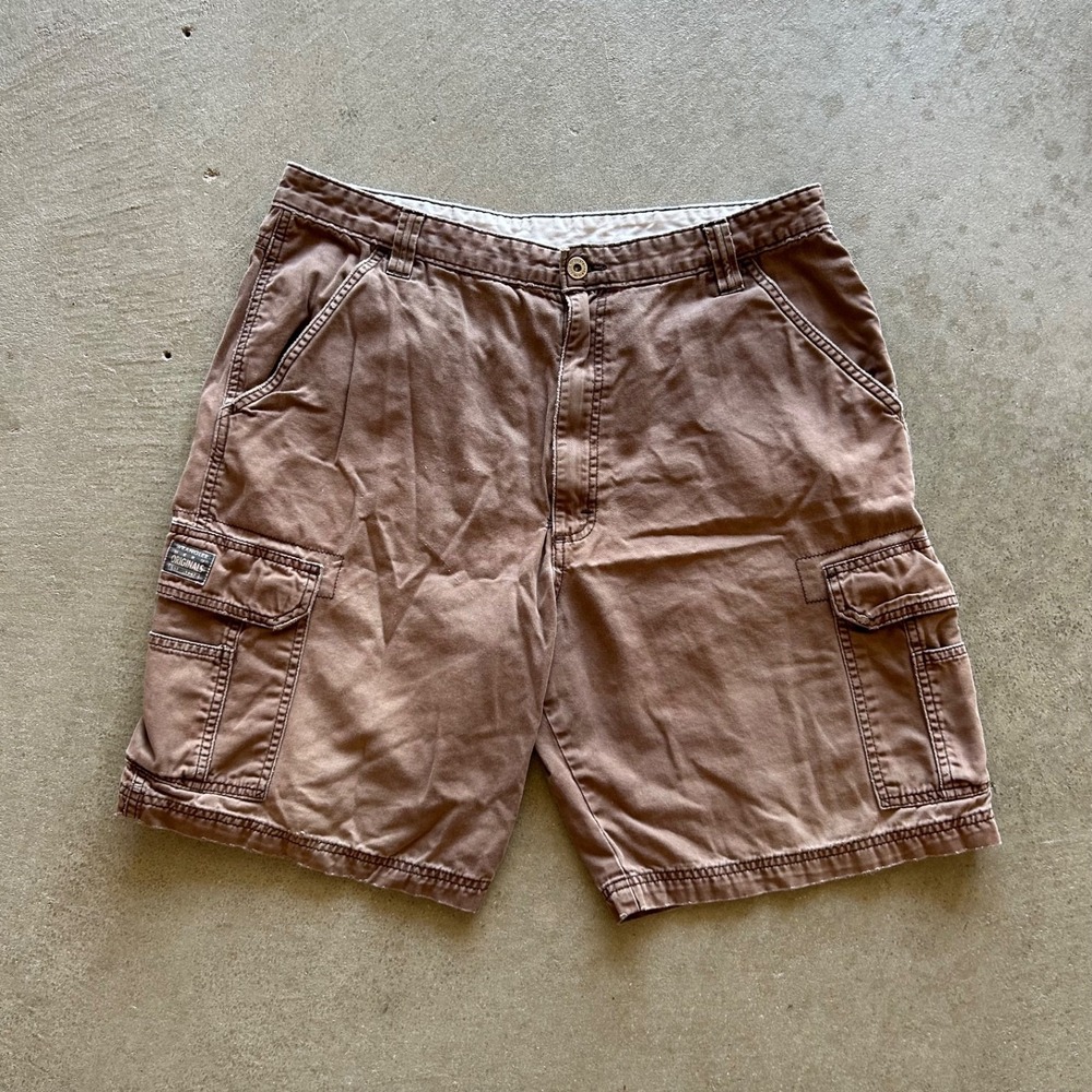 Vintage Wrangler Hero Cargo Shorts Size 34 Faded Brown Canvas 9" Inseam
